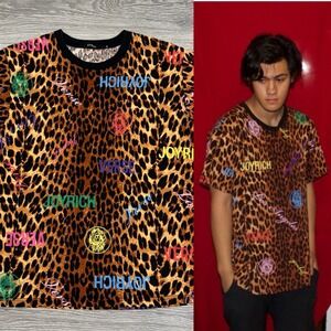 Joyrich Men Leopard Graphic Logo Crew Neck Short Sleeve Shirt Sz XL 100% Cotton